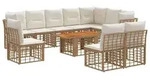 vidaXL Gartensofa-set 11 stk. Nat&uuml;rlich und Cremwei&szlig; Poly-Rattan - Braun