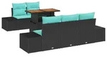 vidaXL Garten Essgruppe 6 stk. 5-Sitzanzahl Schwarz und Teal - Schwarz