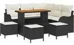 vidaXL Gartensofa-set mit Kissen 9 pcs Schwarz Poly-Rattan - Schwarz