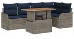 vidaXL Gartensofa-set 6 stk. 5-Sitzanzahl Grau und Marineblau - Grau