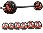 SPORTNOW Langhantel Set 20 kg, Verstellbares Hantelset mit rutschfestem Griff