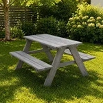 HAGO24 Kindersitzgruppe Sitzset Kinderbank Picknicktisch Tannenholz Gartenm&ouml;bel Grau