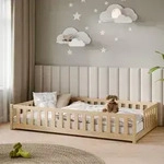 Kids Collective Kinderbett Bodenbett mit Rausfallschutz Lattenrost und Matratze