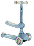 DEBE 2in1 Kinderroller mit Sitz, blau, LED-R&auml;der, Lenkerh&ouml;he 69-75 cm, bis 50...