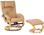 BELIANI Massagesessel mit Fu&szlig;hocker Hellbraun Kunstleder Drehbar Holzbeine