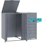 M&uuml;lltonnenbox GORILO f&uuml;r 2 Tonnen Grau 138x79x117 cm Stahl |...