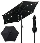 COSTWAY Sonnenschirm 230cm mit LED-Solar-Beleuchtung, 6 Rippen & Kurbel,...