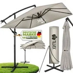 tillvex&reg; Alu Sonnenschirm Rechteckig &Oslash; 330 cm Grau + Abdeckung mit Kurbel 