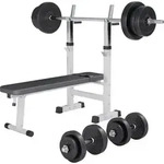 GORILLA SPORTS&reg; Hantelbank - inkl. Hantelset 70g, Ablage, Dip-Station,