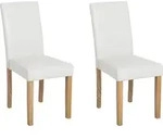 BELIANI Esszimmerstuhl 2er Set Wei&szlig; Kunstleder Holzbeine Retro-Stil -...