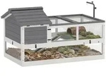 PawHut Schildkr&ouml;tenhaus aus Holz Schildkr&ouml;tengehege mit Zwei Haupth&auml;usern -