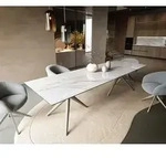 DELIFE Esstisch Edge 300x100 cm Keramik Onyx Pearl Estelar rund Metall...