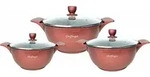 Kochtopfset 20-24-28cm 6-tlg Topf Induktion Alu Guss Geschirr Burgundy - Rot
