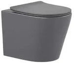 Wand-WC Set Nakia Tiefsp&uuml;ler ohne Sp&uuml;lrand kurz dunkelgrau matt mit WC-Sitz...