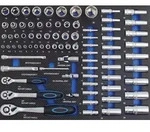 Profi Werkstattwagen Einlage blau Steckschl&uuml;sselsatz 80 tlg. Schaum 520x400mm