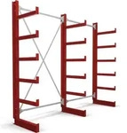 STIER Kragarmregal einseitig 2 Felder mit 5 Ebenen 2600x2000x500mm feuerrot