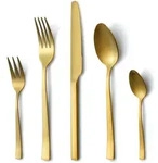 Besteckset 30-teilig Gold Matt Edelstahl f&uuml;r 6 Personen Sp&uuml;lmaschinenfest