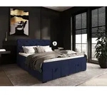 Boxspringbett Schlafzimmerbett GISEL 200x200cm Stoff Salvador Blau - Blau