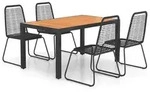 vidaXL 5-tlg. Garten-Essgruppe PVC Rattan Schwarz und Braun - Schwarz