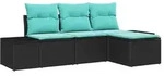 vidaXL Sofa Set 4 stk. Schwarz [Synthetisch]: Poly Rattan - Schwarz