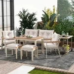 STILVORA Garten-Esstisch-Set aus Akazienholz f&uuml;r 6&ndash;7 Personen mit Sesseln,
