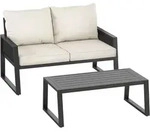 tectake Aluminium Gartenlounge-Set Captive Rope-Design 2-teilig Sofa Tisch