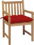 vidaXL Gartenst&uuml;hle 2 Stk. mit Roten Kissen Massivholz Teak