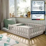 Kinderbett Bodenbett 120x200 cm mit Rausfallschutz & Lattenrost Montessori Bett Bed