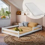 Bodenbett Holzbett mit Rausfallschutz & Lattenrost, Kinderbett Spielbett...