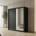 BEAUTYSOFA | Schwebet&uuml;renschrank HELA 180 cm Schwarz &ndash; 2-t&uuml;rig Moderner