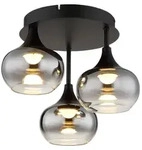 LED Deckenleuchte LUI, Metall, Glas, Schwarz, Rauchoptik, H 28,5 cm - Schwarz