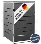 DELUKE&reg; 1er M&uuml;lltonnenbox JAGU Edelstahl | Anthrazit | 115x69x77,5cm 