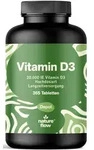 Nature Flow Vitamin D3 20000 IE hochdosiert, 365 Tabletten