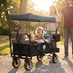 Miweba Bollerwagen MB-20 faltbar | Transportwagen mit Dach - Handwagen -