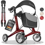 ELONEO Carbon Rollator faltbar und leicht mit Sitz, Leichtgewicht-Reiserollator,