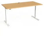 STIER Elektrisch h&ouml;henverstellbarer Schreibtisch 501-20 160 x 80cm Buche Wei&szlig;
