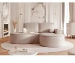 Ecksofa Designersofa Sofa ARLET in Stoff Riviera Beige Ottomane Rechts - Beige
