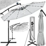 tillvex Alu Ampelschirm Grau LED Solar &Oslash; 350 cm mit Kurbel | Sonnenschirm mit