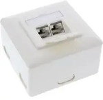 InLine Cat.6A Anschlussdose, AP/UP 2x RJ45 Buchse, RAL9010, wei&szlig;, waagerecht,...