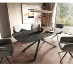 DELIFE Esstisch Edge Boot 180-220x100 cm Laminam&reg; Keramik Noir Desir Braun