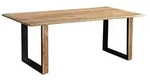 Baumkantentisch 240 x 100 cm Akazie massiv naturfarben schwarzem U-Gestell aus...