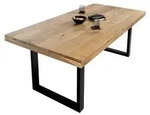 Esstisch Akazie Natur 280 x 100 cm massiv gerade Tischkanten U-Gestell schwarz...