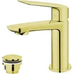 Waschtischarmatur mit Ablaufgarnitur (Stopfen) in Gold - Gold