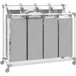HOMCOM W&auml;schekorb mit 4 F&auml;cher 160 L W&auml;schesammler mit R&auml;dern W&auml;schebox...