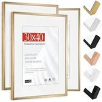 Bilderrahmen 30x40 cm Champagnergold Aluminium 3er Set mit Passepartout 21x30cm