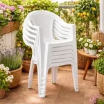 6x Outdoor Stapelstuhl Bistrostuhl Gartenstuhl Ischia Wei&szlig; Kunststoff - Wei&szlig;