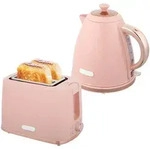 HOMCOM Wasserkocher-Toaster-Set: 1,7L Wasserkocher & 2-Scheiben-Toaster. - Rosa
