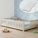 Kinderbett Bodenbett mit Rausfallschutz Lattenrost und Matratze Montessori Bett Bed