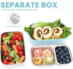 Lunchbox Edelstahl 1700ML Blau Bento Box Brotdose Auslaufsicher mit F&auml;chern und