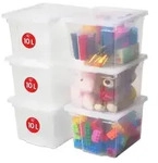 Iris Ohyama Vielseitige Aufbewahrungsbox mit Deckel, Stapelboxen, 10L, 6er-Set,